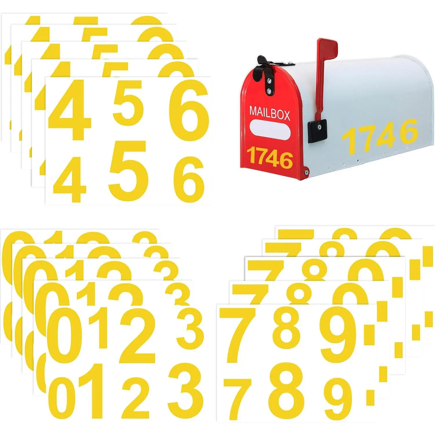 100 count  Water Resistant Vinyl Number Stickers, 3” & 4” Vinyl Self-Adhesive Numbers 0-9,  Mailbox Address Numbers for House, Trash Can, Door, Outdoor Use (3 inch and 4 inch(100Pcs))
