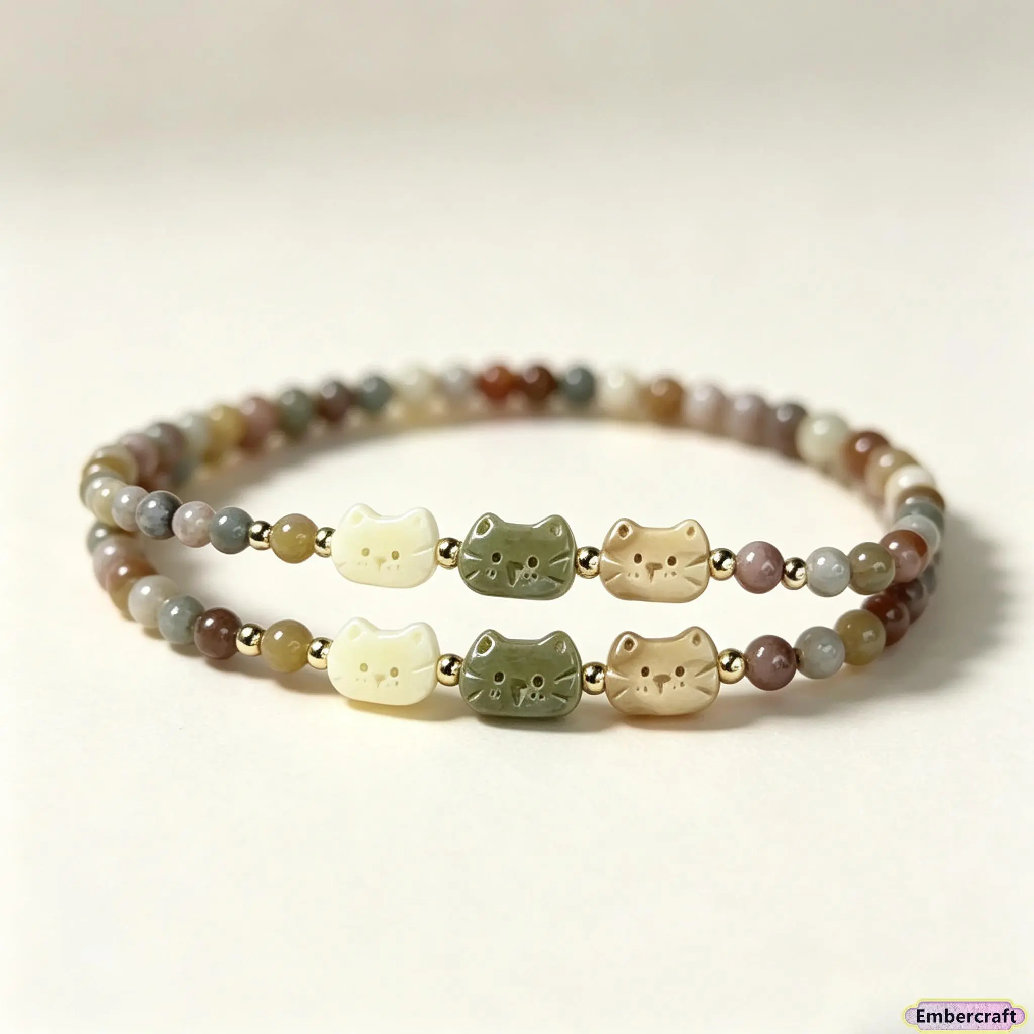 Viral Cute Cat Beaded Bracelet for Women, Aesthetic Handmade Kitty Charm Jewelry, Dainty Glass Bead Wrist Stack, Sweet Kawaii Gift for Bestie, Birthday Surprise, Everyday Outfit Accessory