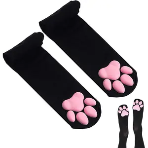 Cat Paw Socks, Thigh High Soft 3D Paw Pad Toe Beans Stockings for Women Cat CosplayGift.