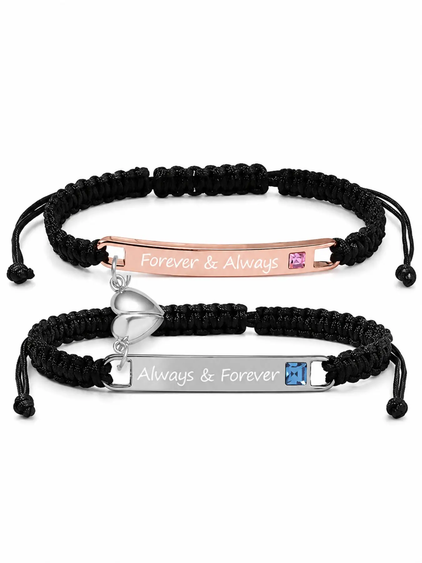 Always and Forever Bracelets for Couple Matching Love Heart Bracelets for Husband and wife Pinky Promise Bracelets for 2 Soulmates Long Distace Relationship Bangle Valentine's Day Gift for His Her