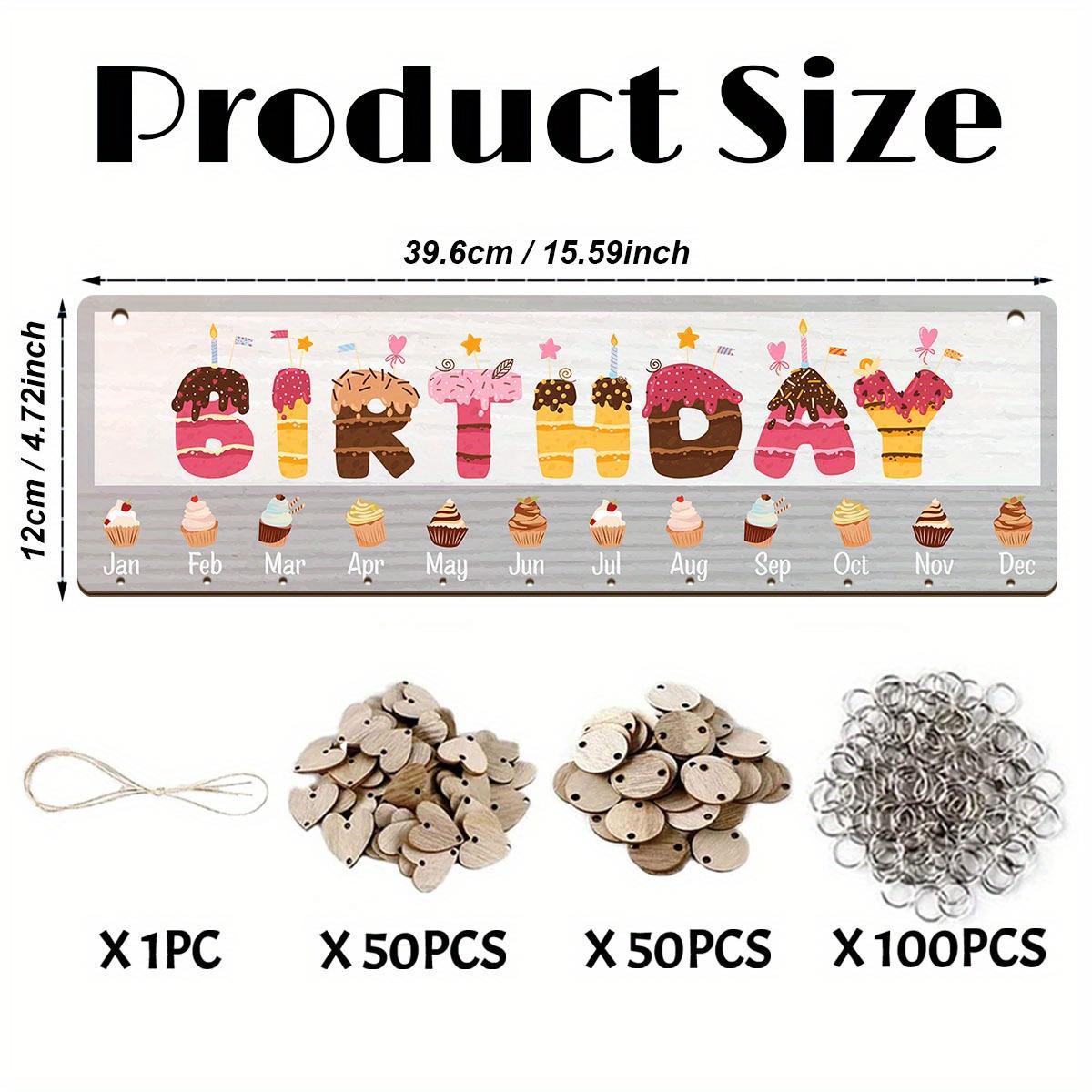Wooden DIY Hanging Birthday Board, 1 Count Wall Mounted Birthday Anniversary Reminder Sign with 100pcs Wooden Labels, Suitable for Home Living Room, Bedroom Decoration, Ornaments, Modern Wall Decor