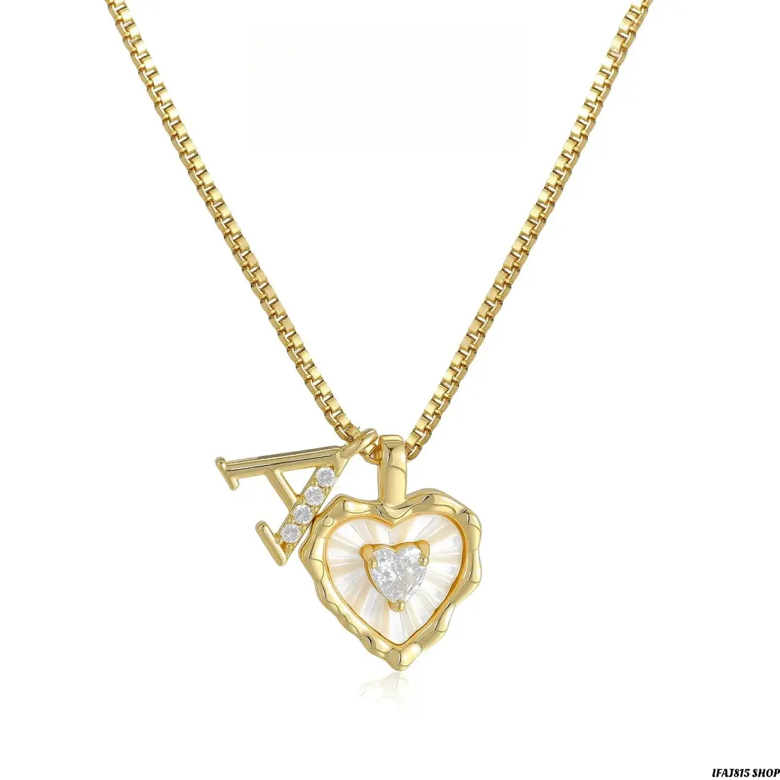 Personalized Gold Initial Necklace A-Z With Sparkling CZ Heart Pendant Dainty Micro Pave Letter Charm Necklace Scalloped Shell Chain Elegant Minimalist Jewelry For Women Valentine's Day Gift Birthday Gift Everyday Style
