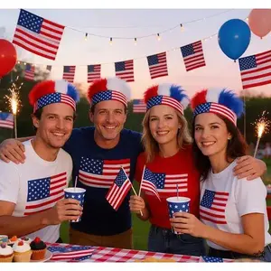 Patriotic Crazy Hairy US Flag Headband, Lightweight Comfortable Star Wig Hair Accessory, Fun Prop for 4th Of July Football Events, Accessories