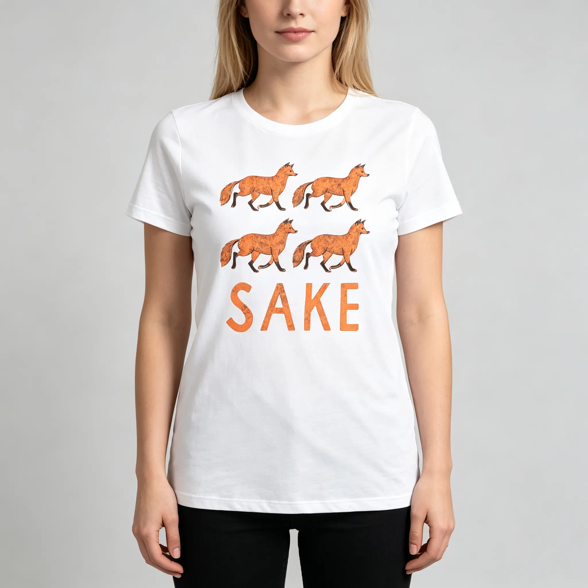 Womens Funny Vintage Graphic Tee Four Fox Sake Sarcastic Fox Black Breathable