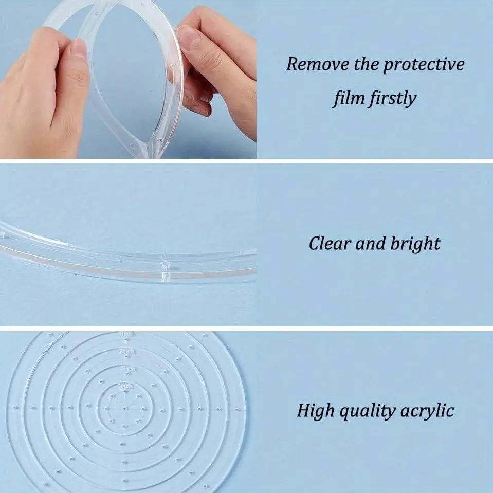 6-Piece Acrylic Embroidery Templates Set, 1/2/3/4/5/6 Inches Handmade Sewing Tools, Perfect Gift for Mother's Day, Christmas, New Year