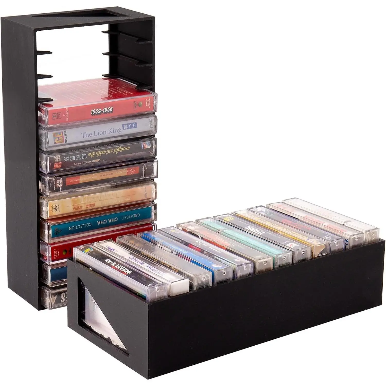 2pcs Cassette Tape Storage Organizer Holder - 24 Slots, Easy to Store & Space-Saving Design for Home, Studio - Perfect for Music Lovers & Collectors