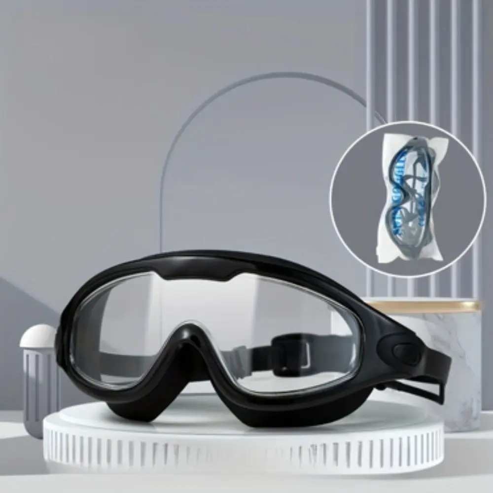 Men's and Women's Swim Goggles and Ear Plugs Set, Swimming Goggles Set with Ear Plugs, Oversize Swim Glasses Set, HD Anti-Fog Goggles Set, Complete Swim Protection Set, Adult Swim Goggles Kit, Unisex Swimming Glasses and Ear Plugs