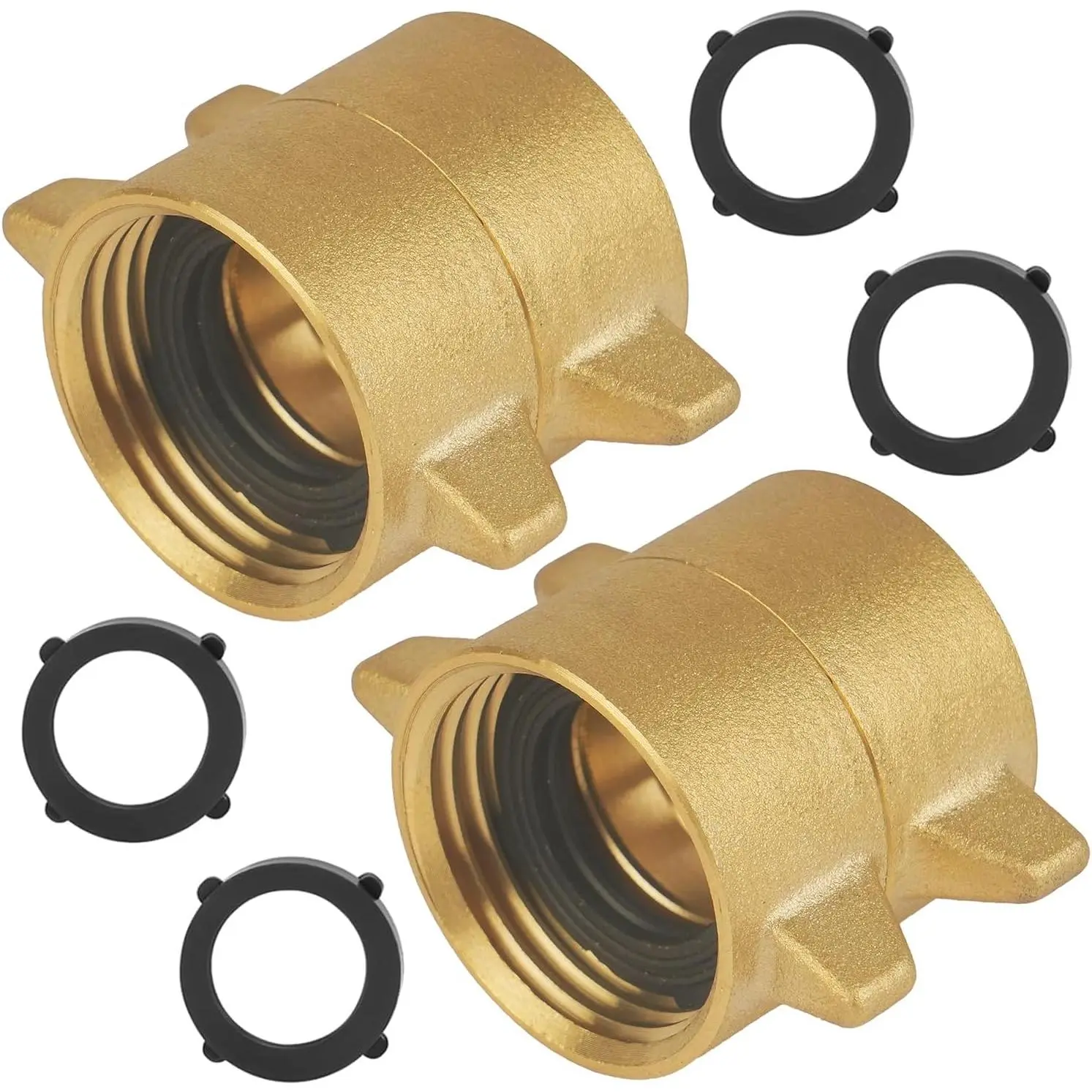 2 Pack Garden Hose Female to Female Hose Adapter with  Swivel, Solid Brass, 3/4" GHT Hose Connector/Coupler for Male Hose, with Extra Washers | Solid Brass, 3/4" GHT Hose Connector/Coupler for Male Hose, with Extra Washers
