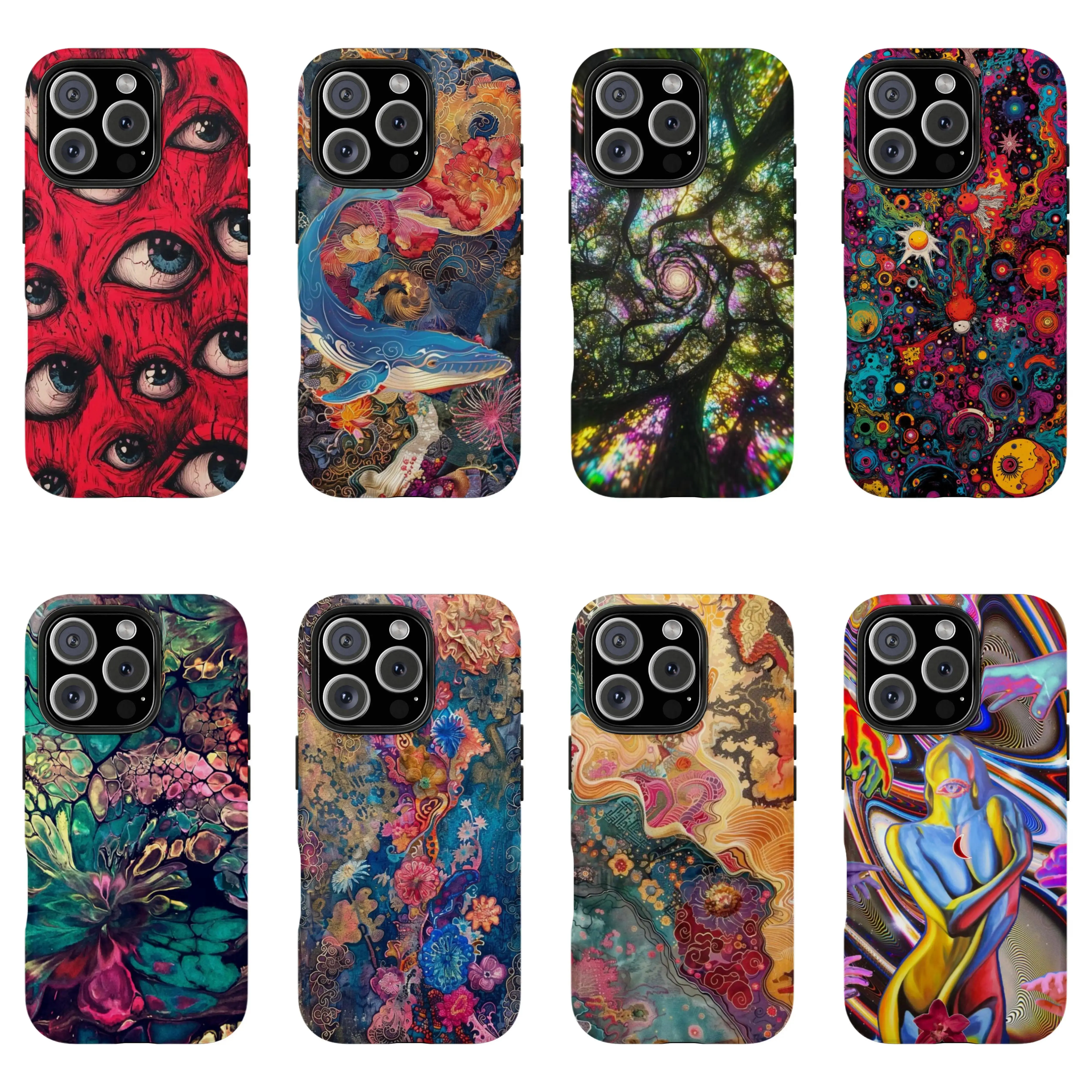 Boho Maximalist Fluid Art Smartphone Case - Colorful Trippy Alien Floral Tough Cover for Handheld Cellphone Safety & Protection, Compatible with iPhone 11-17 Pro Max/Plus, Samsung Galaxy S23-25, Devices, Casing