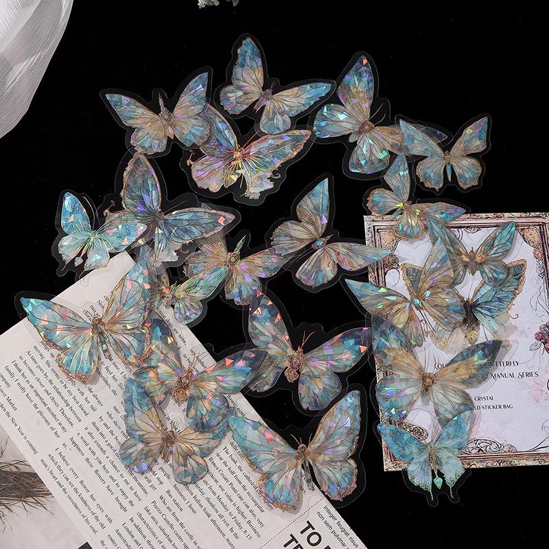 Glitter Butterfly Shaped Decorative Sticker, 20pcs/set Art Stickers, Decorative Cutout Butterfly for Scrapbooking Layouts, Cards Notebooks Photo Albums DIY Projects