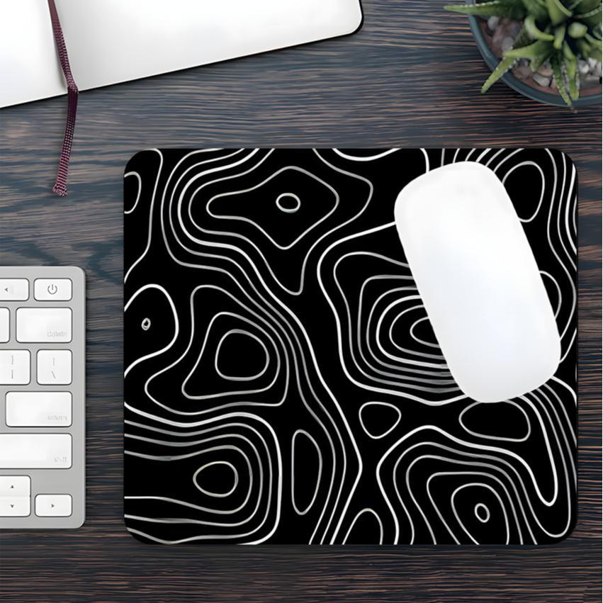 Abstract Terrain Line Pattern Mouse Pad, Rectangle Gaming Mouse Pad, Non-slip Rubber Pad, Aesthetic Desktop Decoration Protective Pad for Laptop, Desktop Computer Games, Desktop Accessory