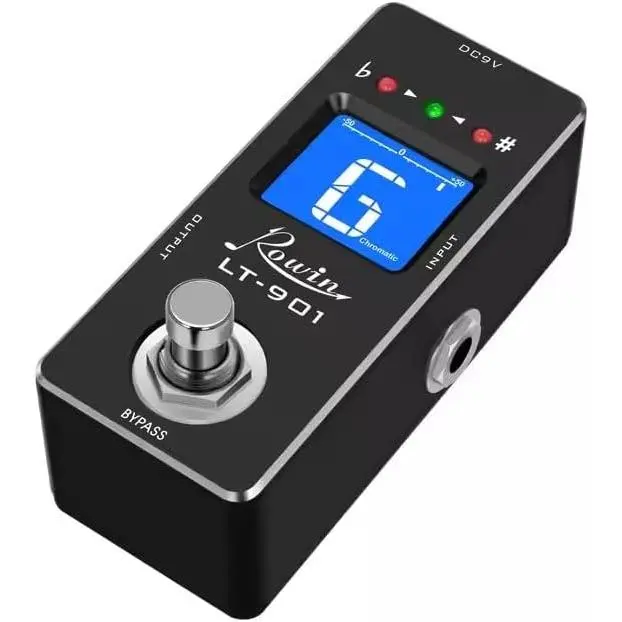 Rowin LT-901 Chromatic Guitar Tuner Pedal with LCD Display, Professional ±0.5 Cent Accuracy Tuner, True Bypass Mini Footswitch, Silent Tuning for Guitar, Bass, Violin and Effects Pedal Boards