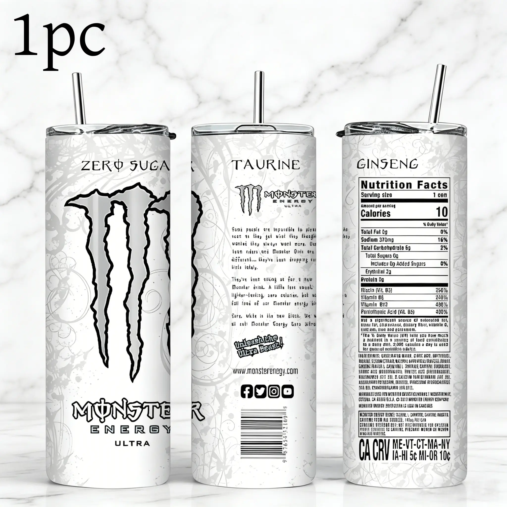 1pc 20oz Monster series stainless steel sports water bottle(With a straw)  -  large capacity Insulated cup, portable water cup, hydration tumbler, fitness and outdoor Camping Tumbler