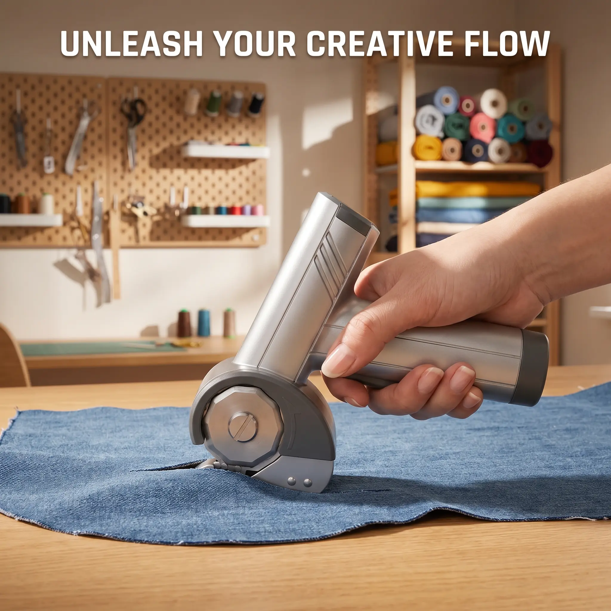 Precision Cordless Electric Rotary Cutter with Digital Display, 4-Speed Control, USB-C Charge, Single Unit Fabric/Leather Cutting Tool for Crafting, DIY Projects (Home & Party Supplies)