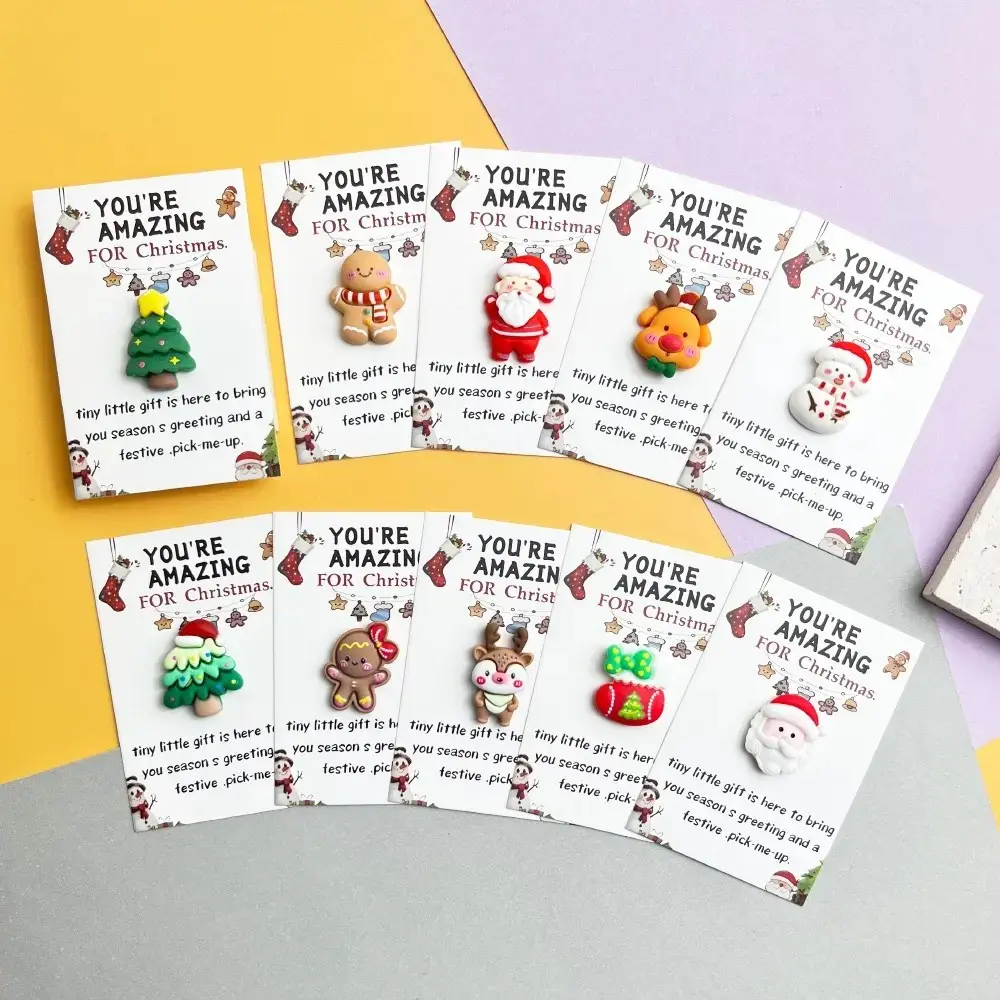 Set of 5/10 Inspirational Pocket Gifts, Employee Encouragement Gifts, Animal Christmas Decor Cards, Silicone Reindeer Gingerbread Man, Inspirational Greeting Cards, Employee Appreciation Cards