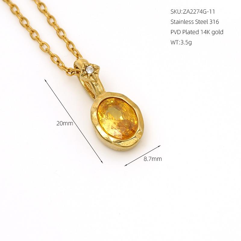 VEVE Twelve Birthstone Necklace For Women 12 Colors Zircon Pendant 316 Ornaments Women's Necklace