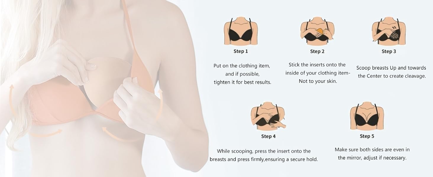 DEPOVOR Ultra Boost Inserts Double-Sided Adhesive Pads Sticky Bikini Padding Inserts for Sports Bra Swimsuit