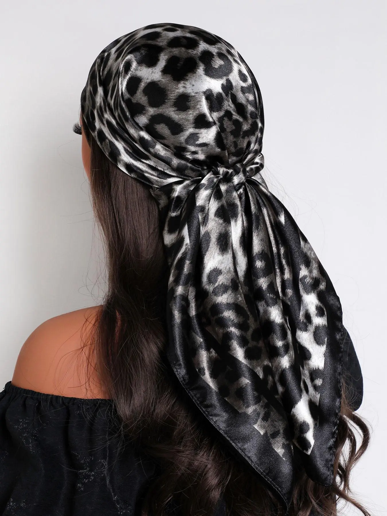 Maaji Leopard-Print Smocked Hair Scarf with Black Tassels Recently ??✨ Leopard print does something to me. Deets  main image 3
