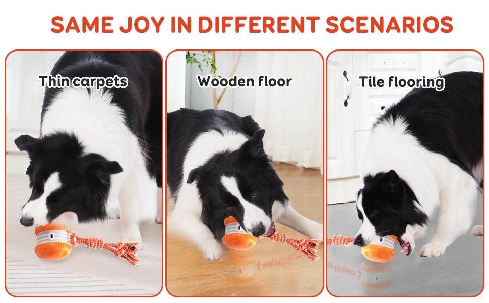 Interactive Dog Toys, Random Path Electric Automatic Moving and Rolling Dogs with Rope for Small Medium Large Dogs, Motion-Activated Dog Stimulation for Boredom Relief (Orange)