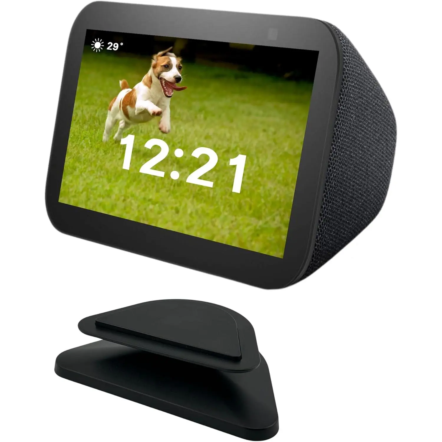 Adjustable Mount for Echo Show 5 3rd Gen - Black Speaker Stand, 360° Rotation, Swivel & Tilt, Anti-Slip Base, Custom Grip, Space-Saving Pad Accessory for 12+ Tablet & Newer Models (Easy Installation), Accessories, Synthetic