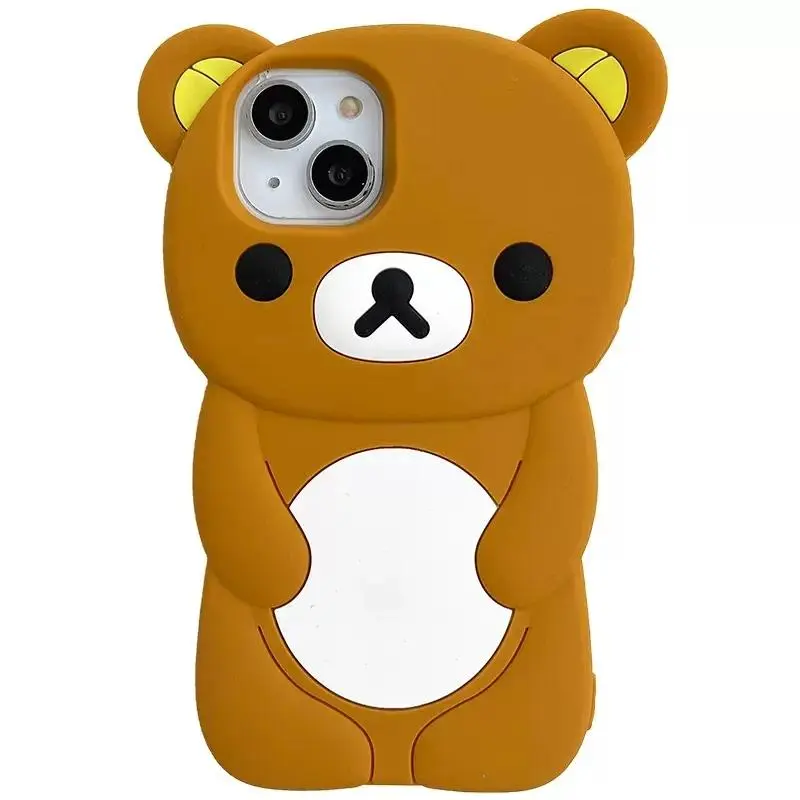 Rilakkuma Bear Cute  Silicone   for  17/16/15/14/13/12/11 Pro ,Xs,XR,6/7/8 Plus - Stary Night Themed Country Music Fan ,  Series Casing  tpu patriotic bow   ideal christmas  - protection durable   girl gift Magnetic Case shockproof soft drop mobile cover
