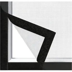Window Screen with Upgraded Hook and Loop Adhesive Edging Frame Free  DIY Max 20  Perimeter 47x73 to 42x78 inch Black Mesh Window Screens  (Black)
