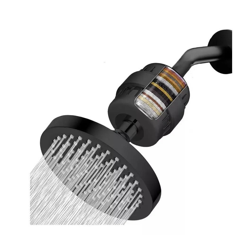 20-Level Shower Head Filter Set, High-Pressure Shower Filter Removes Chlorine & Heavy Metals, 6-Inch Round Luxury Polished Chrome Shower Head