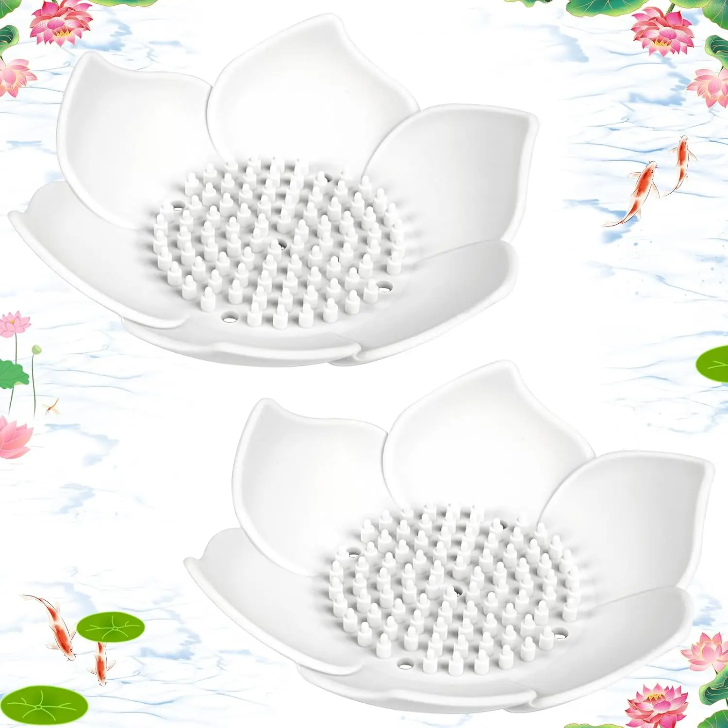 2 Pack Shower Steamer Tray,  Soap Dish | Lotus Flower Shape Shower Steamer Tray, Small Self Draining Bar Soap Holder for Kitchen Bathroom Counter