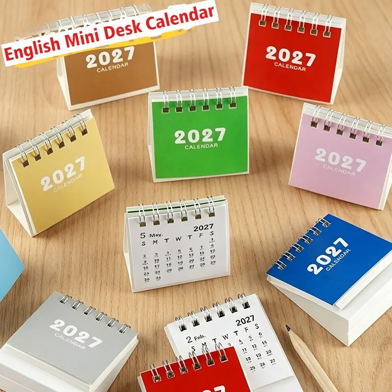 2027 Desk Calendar Mini Portable Travel Calendars Perfect for Home Office School Daily Schedule Planning Home Decor