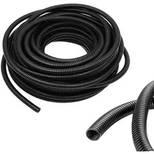 1/4 Inch Wire Loom Split Tubing - 16.5 ft Cord Protector Electric Wires Covers, Automotive Wire Flexible Conduit, Plastic Wire Cover