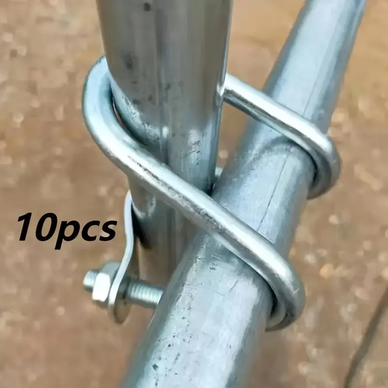 10-Pack Galvanized U-Shaped Pipe Clamps, Sturdy Rustproof Metal Fasteners, Outdoor Round Tubes, Carport/canopy/greenhouse/yard Reinforcement