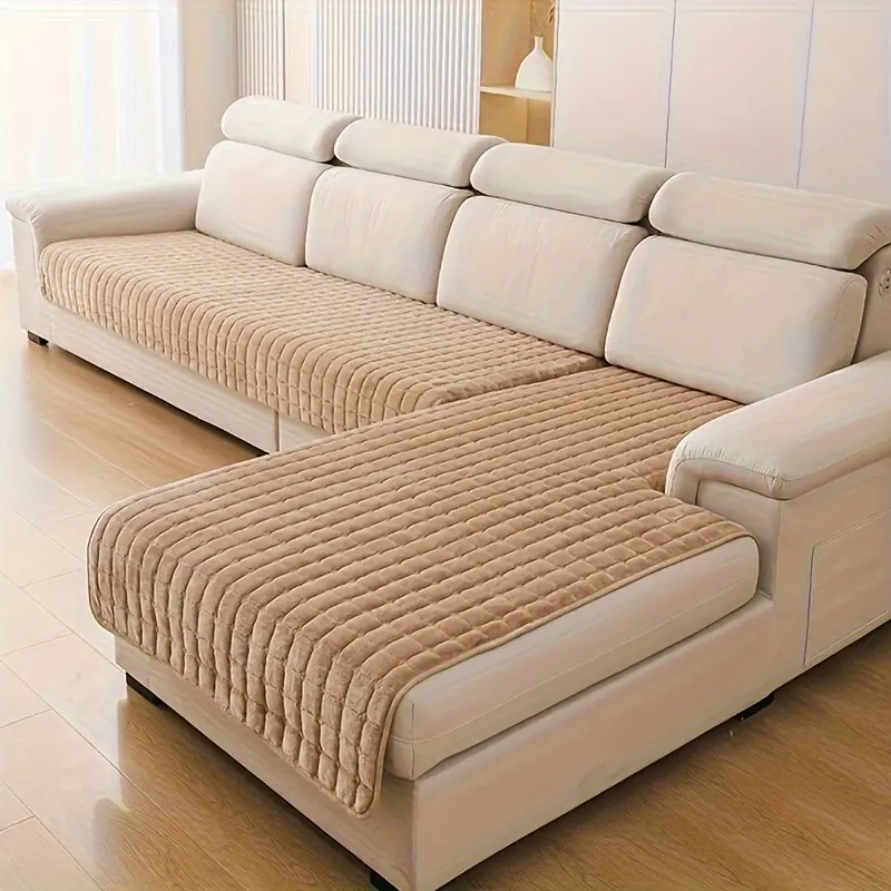 2-Piece Soft Flannel Quilted Sofa Slipcover Set - Pet-Friendly, Durable, All-Season Household Textile Couch Protector with Easy Cleaning, Machine Washable Cloth Cover for Living Room, Bedroom, Couch Sofa Protector