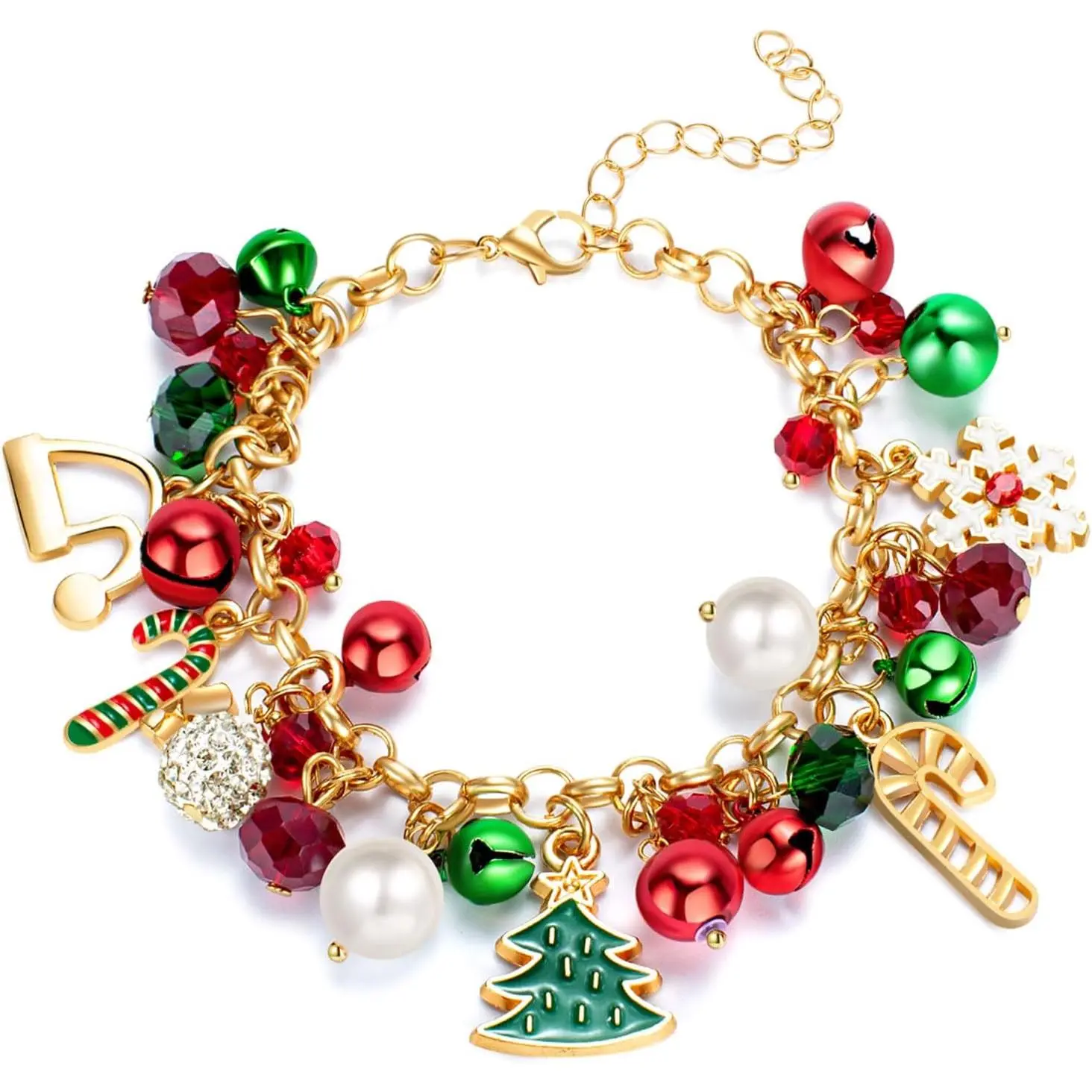 Christmas Bracelet for Women Jingle Bells Snowflake Christmas Tree Charms  Bracelet  Party Outfit  Gifts