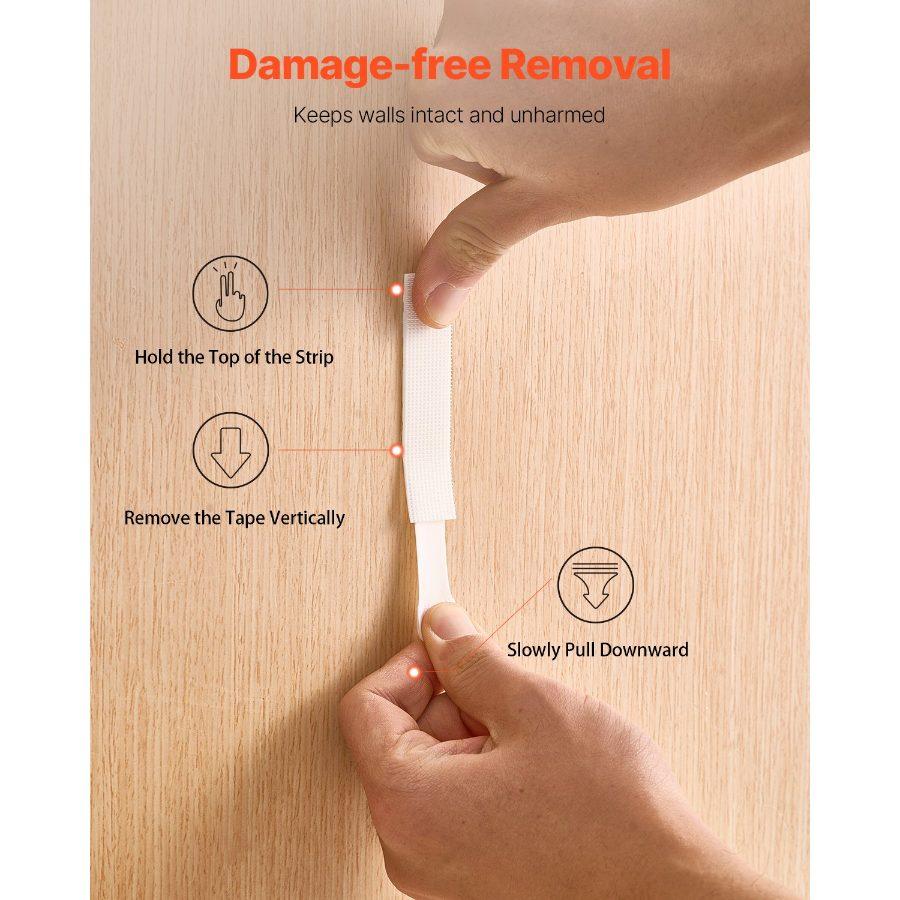 VEVOR Picture Hanging Strips, 34 Pairs, Large Picture Hangers with Removable Adhesive, Hook Loop Strips, Wall Hanging Strips for Damage Free Picture Hanger, Mounting of Photos, Frames, Wall Decor