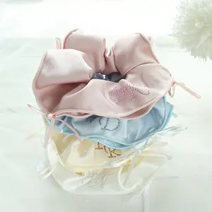 1pc Custom Initials Bow Scrunchies Personalised Hair Scrunchy Ballet Satin Scrunchie Hair Ties Custom Hair Accessories Wedding Gift for Bridesmaids