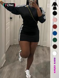Women's Sporty Fitted Short Dress Set, Long Sleeve Slim Fit Casual Two-Piece, Trendy Comfortable Clothing for Everyday Wear