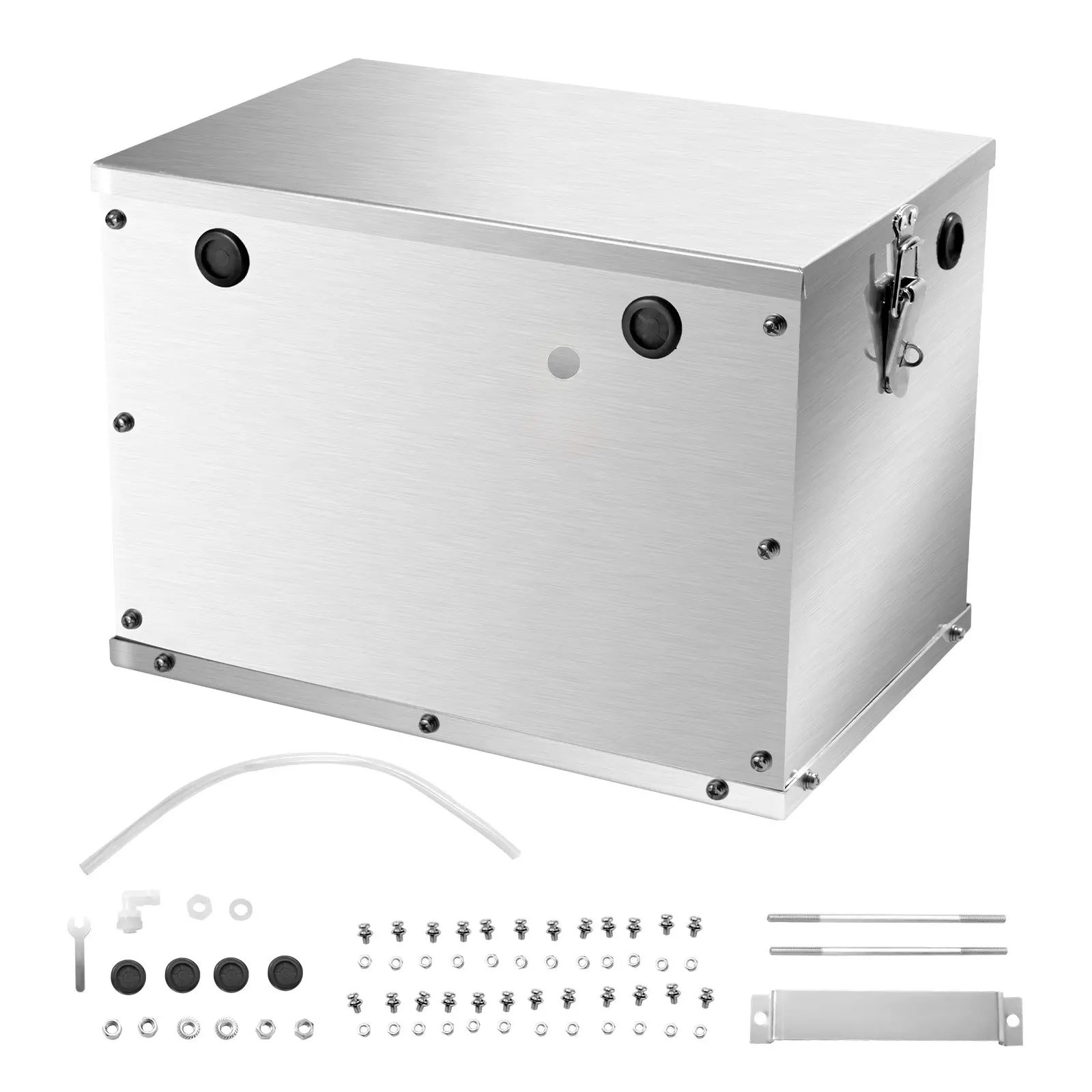 VEVOR Battery Box, Group 24/31 Trolling Motor Battery Box, Marine Batteries Case with Rubber-Grommet Cable Holes, Aluminum Alloy Shell Storage Case, Easy Installation, for Off-Road Racers, Trucks