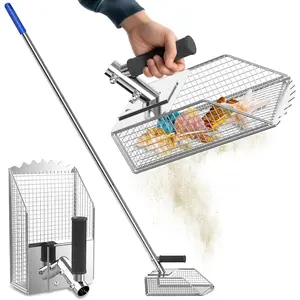 Sand Scoop for Detecting, 304 Stainless Sand Flea Rake with Pole, Sand Flea Rake for Beach, Shovel for Beach and Underwater Treasure Hunting