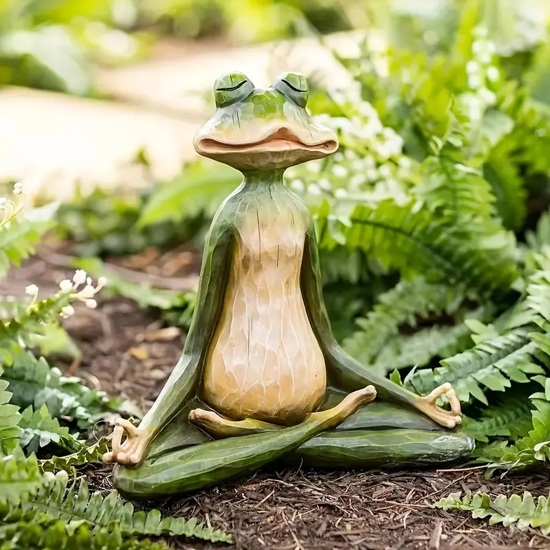 1Pcs Rustic Yoga Frog Resin Statue, Meditating Frog Sculpture for Garden, Lawn, Patio & Outdoor Decor
