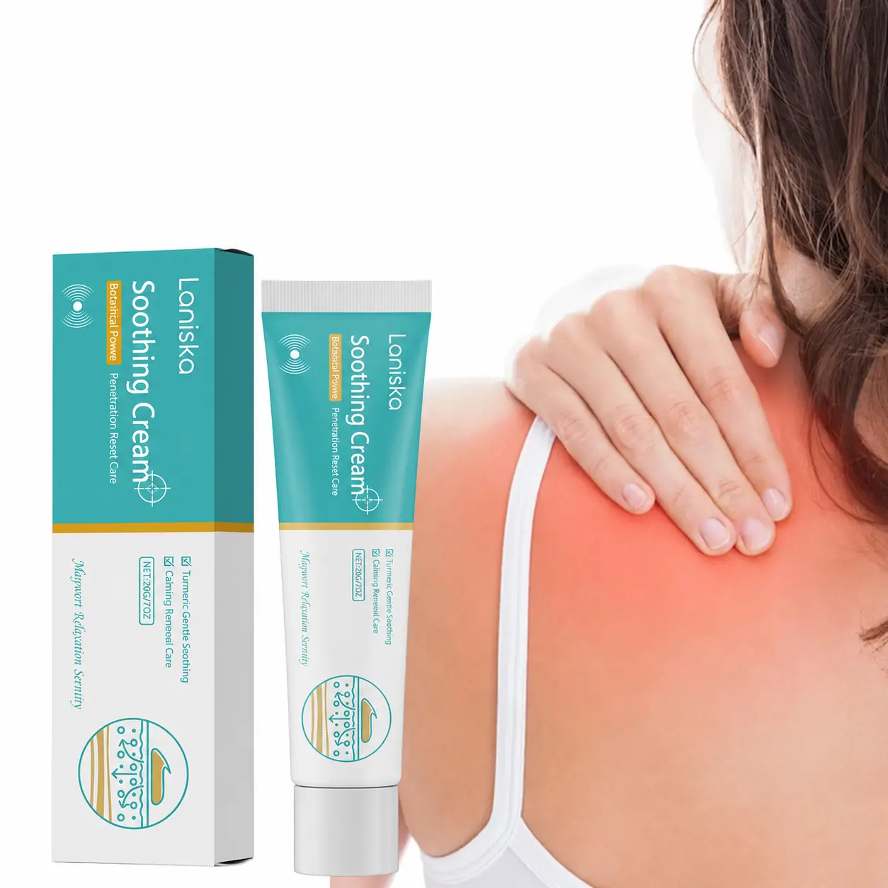 Soothing Massage Cream with Ginseng & Turmeric, Hydrating Body Moisturizer for Post-Workout Recovery and Calming Relief, 1.0 oz, All