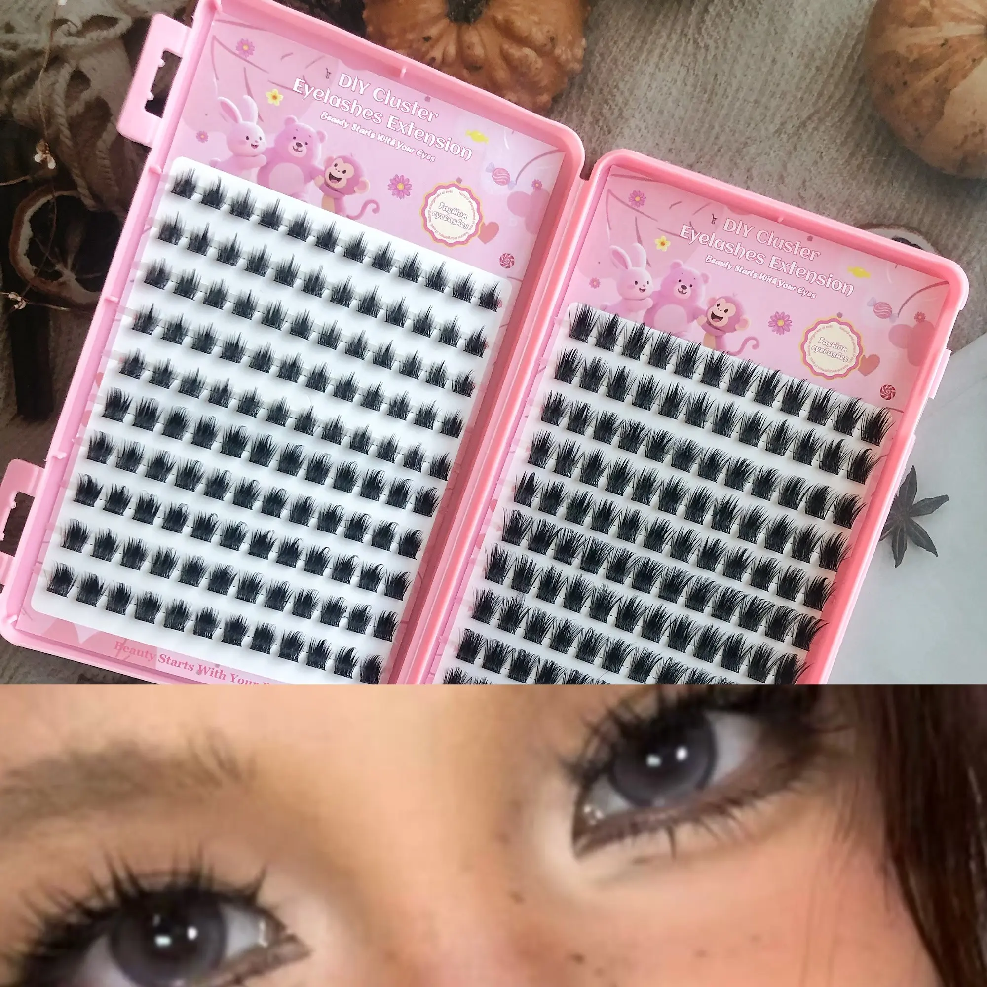 Directly Adhesive False Lashes, 240pcs DIY False Lashes at Home, Easy Deep Eye Effect, Self-Adhesive False Lashes, Fluffy D Curl