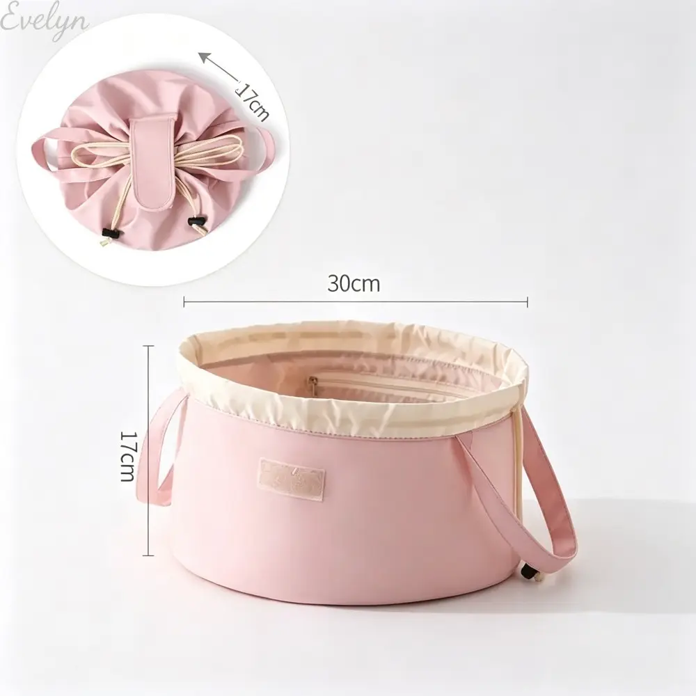 Women's Plain Waterproof Drawstring Makeup Bag - 1-in-1 Large Capacity Travel Clutch Organizer, Compact, Stylish, Durable, Ideal for Trips, Christmas Gift for Women