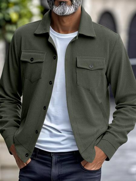 Men's Corduroy Jacket Coat, Spring & Fall Heavyweight Casual Outerwear, Durable Comfortable Design, Perfect for Outdoor Activities