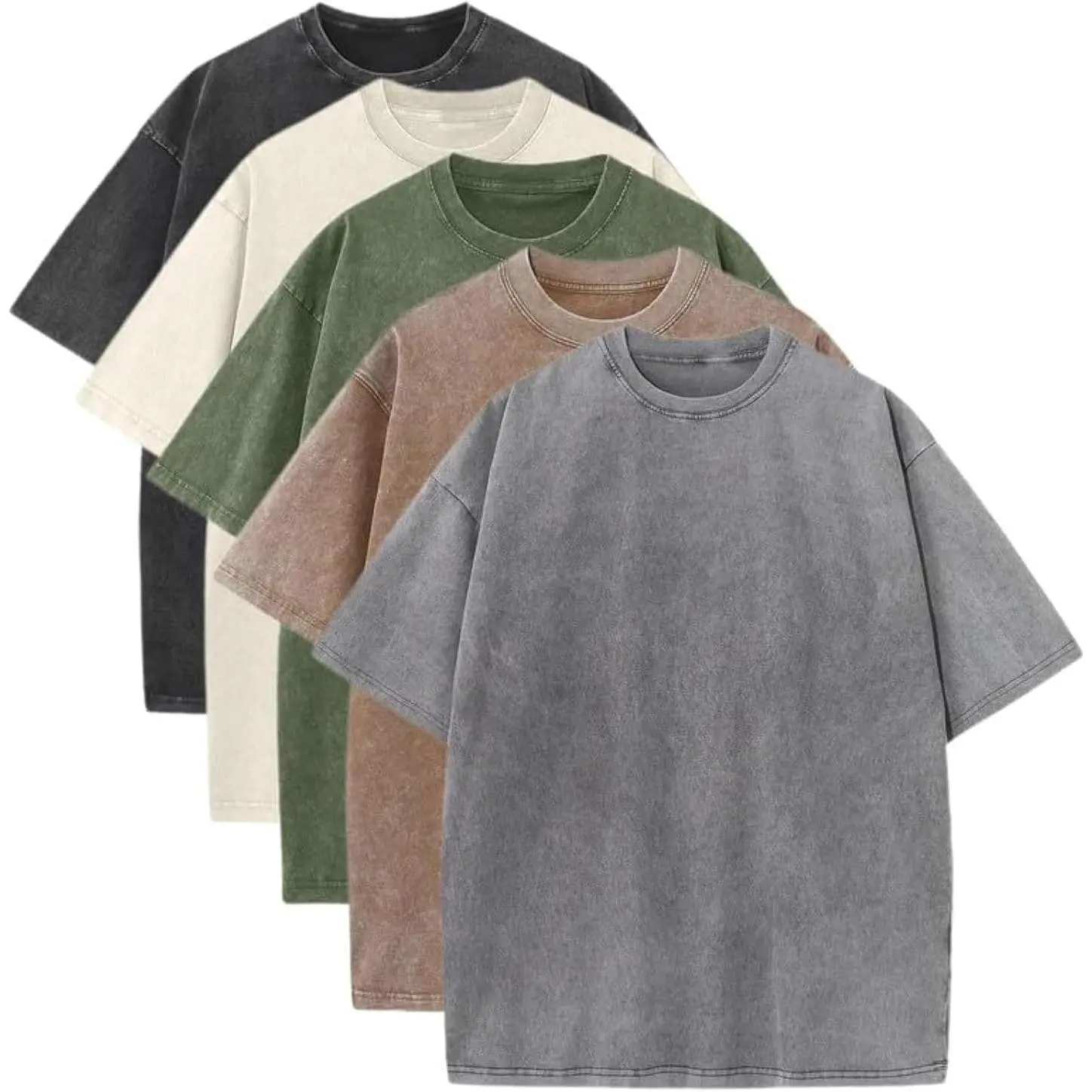 Cotton Crew T Shirts Bulk Short Sleeve Heavyweight Vintage Tees Mix Colors Clothes Basic Tops
