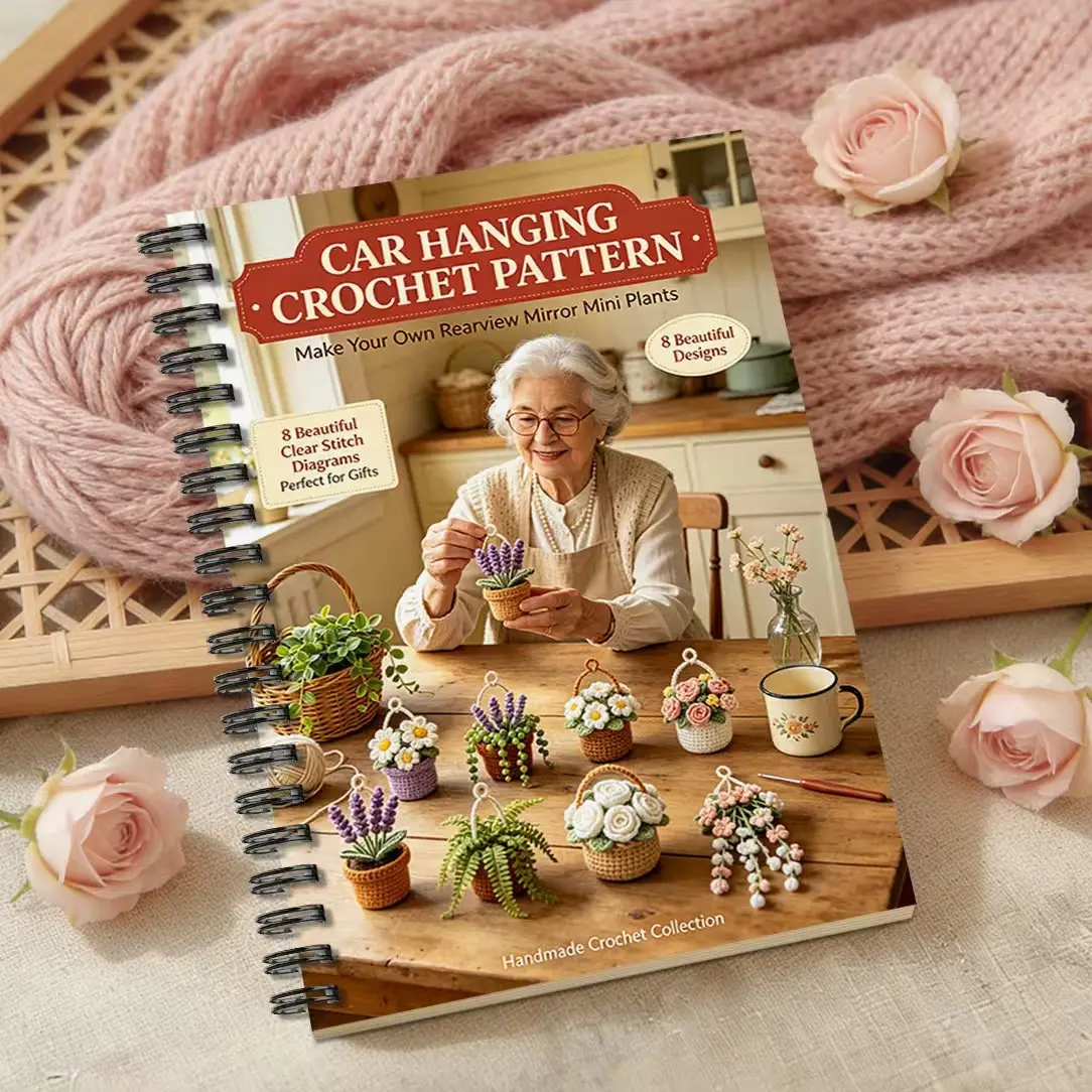 Handmade Crochet Pattern Book, Car Mini Plant Hanging Tutorial, 8 Stitch Patterns, DIY Craft Gift Idea for Crochet Enthusiasts
