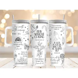 Pray Without Ceasing Christian Tumbler – Inspirational Faith Gift for Women, 20 / 40oz Tumbler Trust in the Lord Bible Verse Cup for Mom, Daughter, Sister & Prayer Warrior , Friend or Prayer