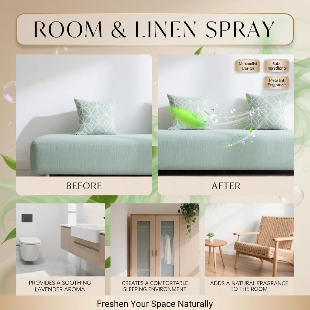 Long Lasting Lavender Room Spray - Aromatherapy Air Freshener & Odor Eliminator Deodorizer for Home