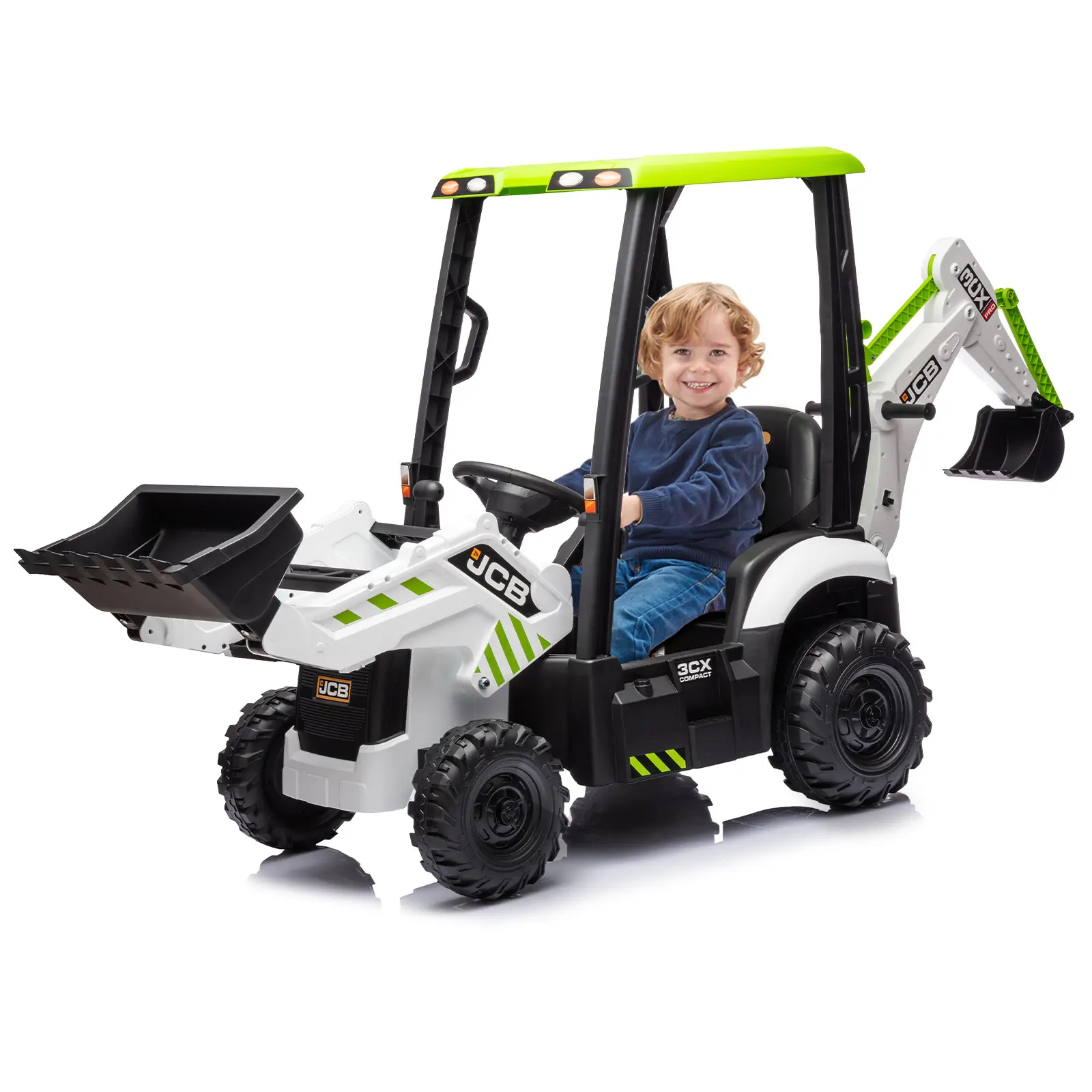 4 in 1 12V Kids Ride On Electric Car – Excavator, Bulldozer & Tractor – Remote Control, Adjustable Seat, Removable Tent, Front Loader, Digger Function