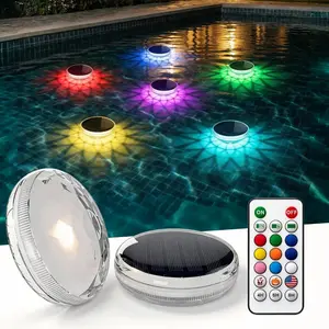Solar Pool Lights(2 Pack), 4.33'' Floating RGB Color Changing Pool Lights with Remote, Waterproof LED Pond Lights for Pool Party Decorations, 12 Modes Outdoor Garden Landscape Lighting