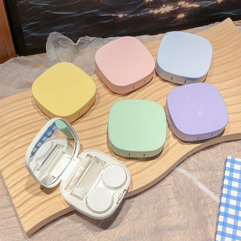 Portable Contact Lens Care Case with Mirror for Female Students Clamshell Plastic Storage Companion Box Autumn 2026 Launch
